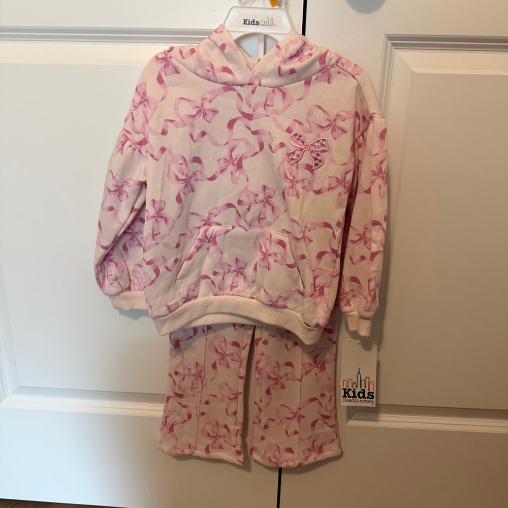 Kids HQ Matching Set w/ Pink Bows Size 3T NWT